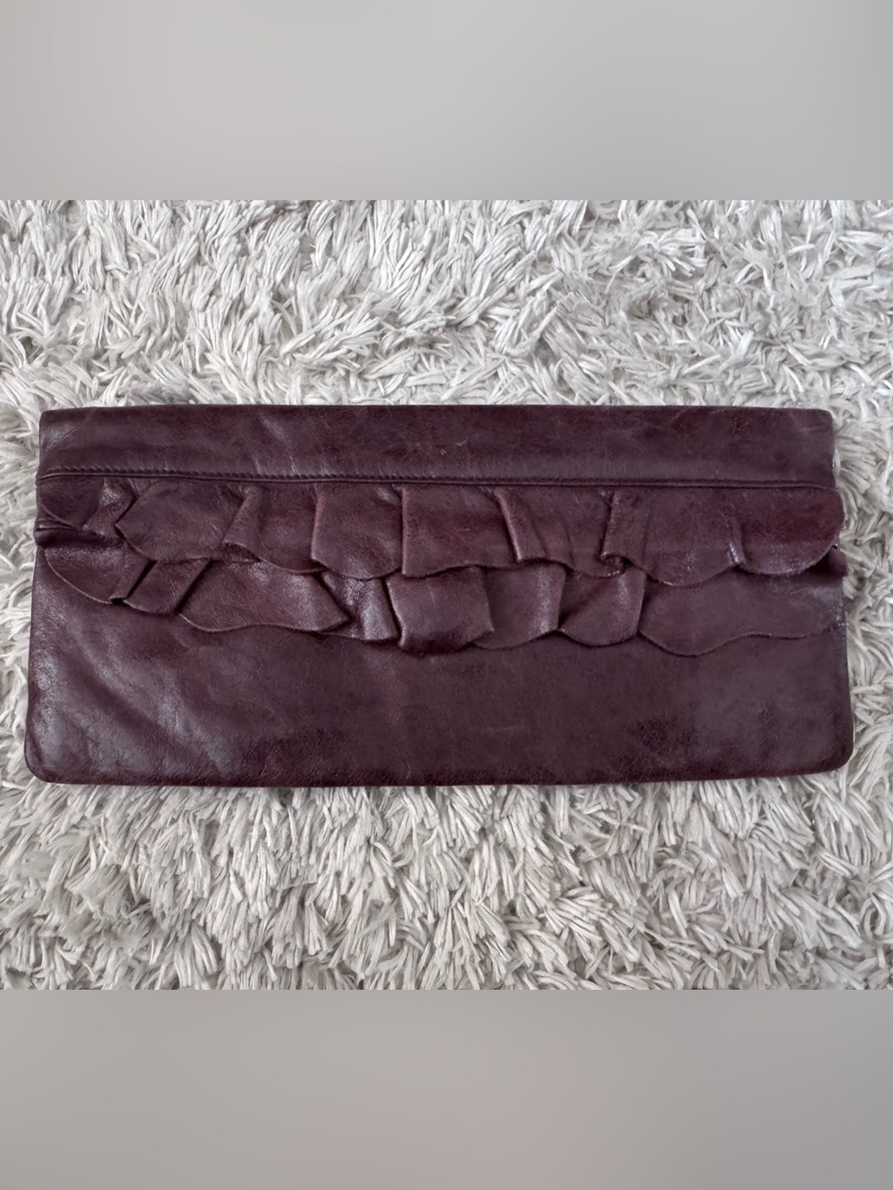 Hobo International Leather Ruffle Clutch - Brown
